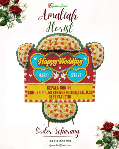 Karangan Papan Bunga Pernikahan belitung selatan